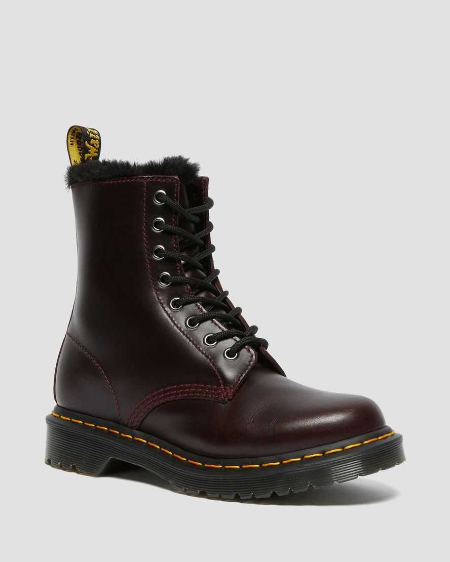 Dr. Martens 1460 Serena Faux Fur Lined Snørestøvler Dame Burgunder [7896LPVIY]